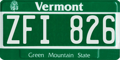 VT license plate ZFI826
