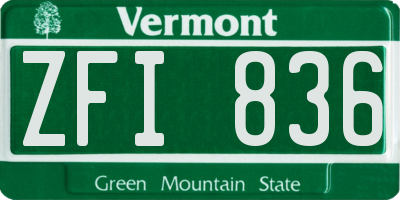 VT license plate ZFI836