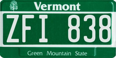 VT license plate ZFI838