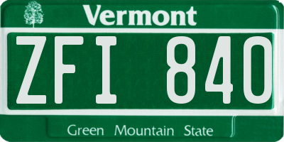 VT license plate ZFI840