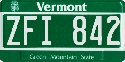 VT license plate ZFI842