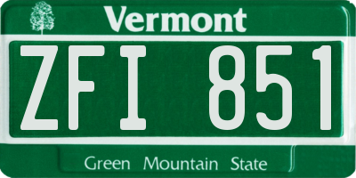 VT license plate ZFI851