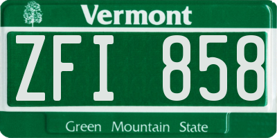 VT license plate ZFI858