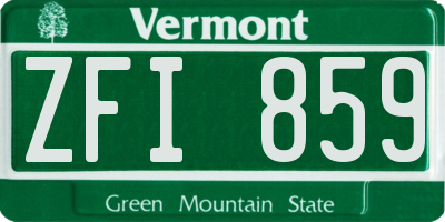 VT license plate ZFI859