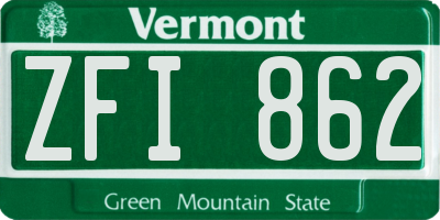 VT license plate ZFI862