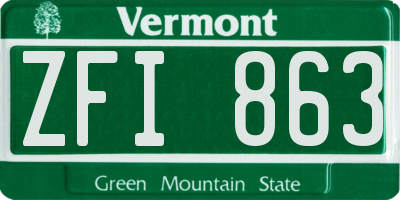 VT license plate ZFI863
