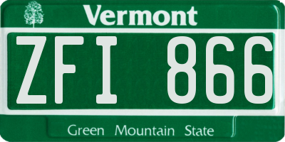 VT license plate ZFI866