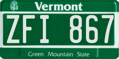 VT license plate ZFI867