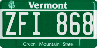 VT license plate ZFI868