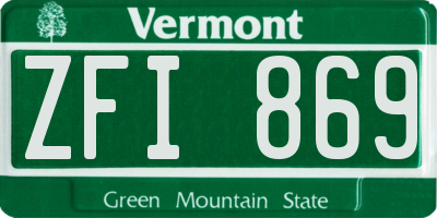VT license plate ZFI869