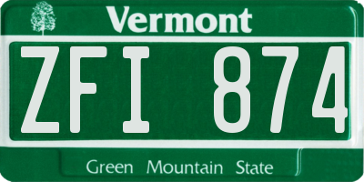 VT license plate ZFI874