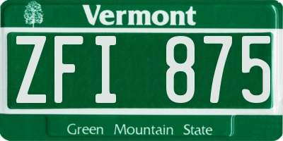 VT license plate ZFI875