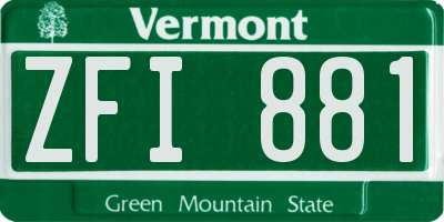 VT license plate ZFI881