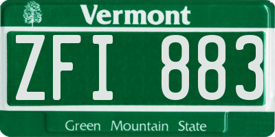 VT license plate ZFI883