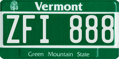 VT license plate ZFI888