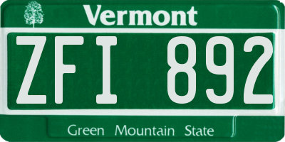 VT license plate ZFI892