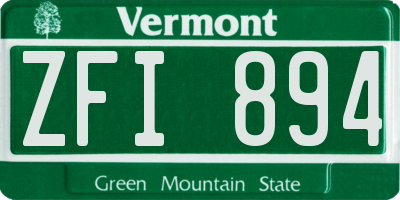 VT license plate ZFI894
