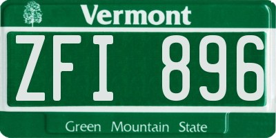 VT license plate ZFI896