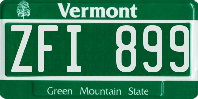 VT license plate ZFI899