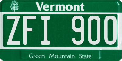 VT license plate ZFI900