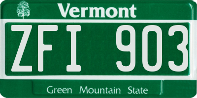 VT license plate ZFI903