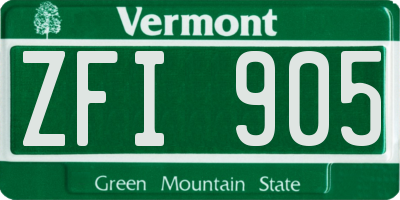 VT license plate ZFI905