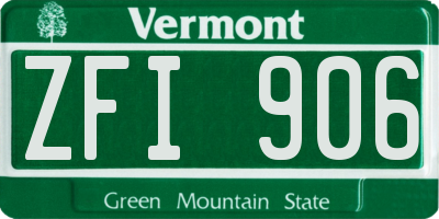 VT license plate ZFI906