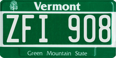 VT license plate ZFI908