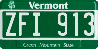 VT license plate ZFI913