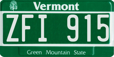 VT license plate ZFI915