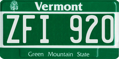 VT license plate ZFI920