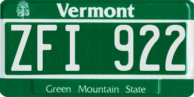 VT license plate ZFI922