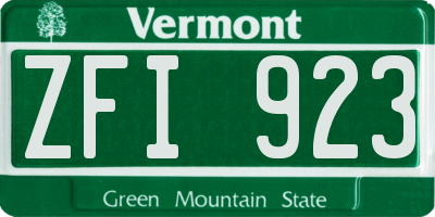 VT license plate ZFI923