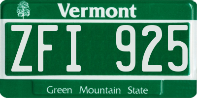 VT license plate ZFI925