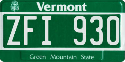 VT license plate ZFI930