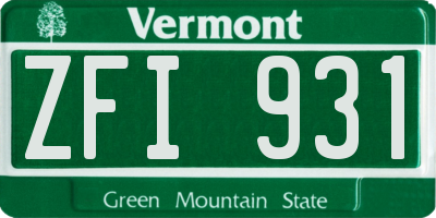 VT license plate ZFI931