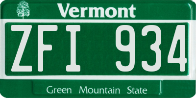 VT license plate ZFI934
