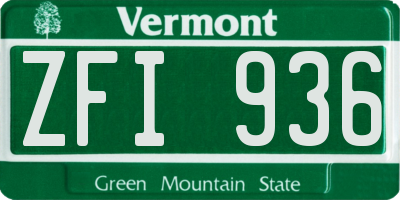 VT license plate ZFI936