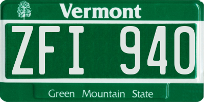 VT license plate ZFI940