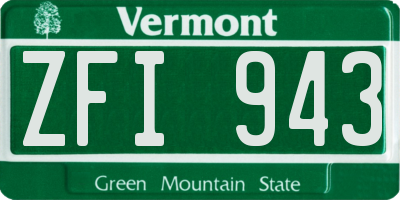 VT license plate ZFI943