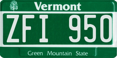 VT license plate ZFI950