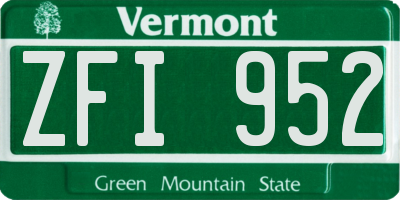 VT license plate ZFI952