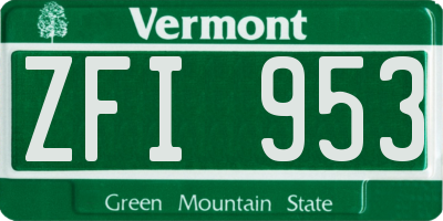 VT license plate ZFI953
