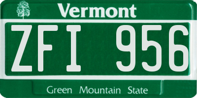 VT license plate ZFI956