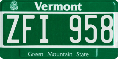 VT license plate ZFI958