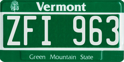 VT license plate ZFI963