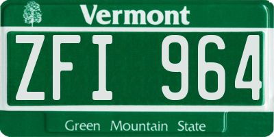 VT license plate ZFI964