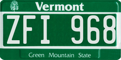 VT license plate ZFI968