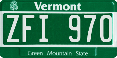 VT license plate ZFI970
