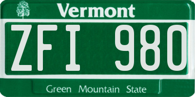 VT license plate ZFI980